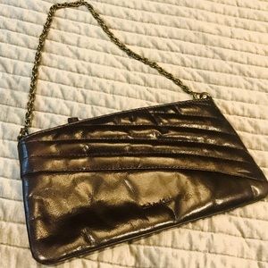 CALVIN KLEIN Quilted Brown Leather Shoulder Bag